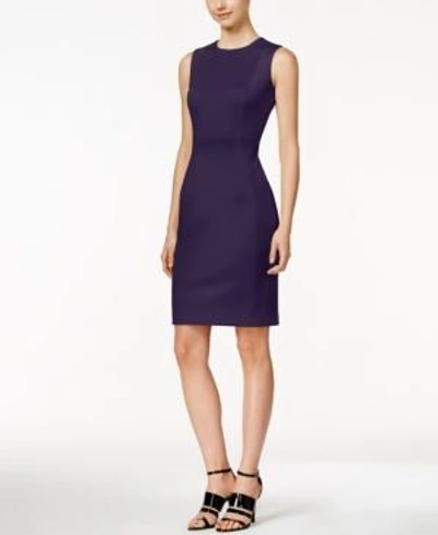 Shop Calvin Klein Scuba Crepe Sheath Dress, Regular & Petite Sizes In Twilight