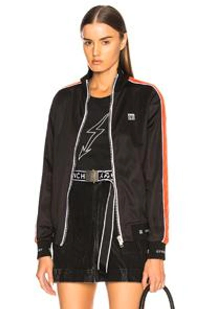 Shop Givenchy Technical Neoprene Jersey Side Stripe Bomber In Black,orange