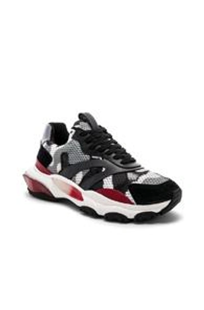 Shop Valentino Camouflage Bounce Trainers In Gray,abstract In Light Grey  Deep Grey  Black & Red