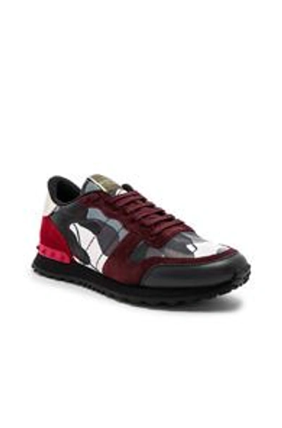 Shop Valentino Camouflage Rockrunner Trainers In Light Grey  Deep Grey & Red