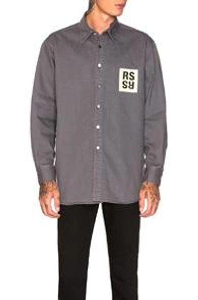 Shop Raf Simons Denim Shirt In Gray