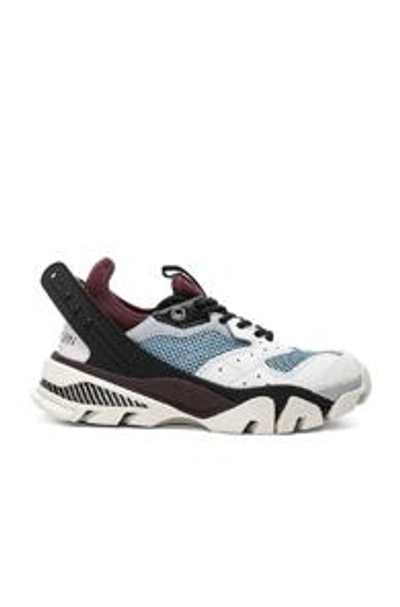 Shop Calvin Klein 205w39nyc Leather Carla Sneakers In White  Azure & Burgundy In White, Azure & Burgundy