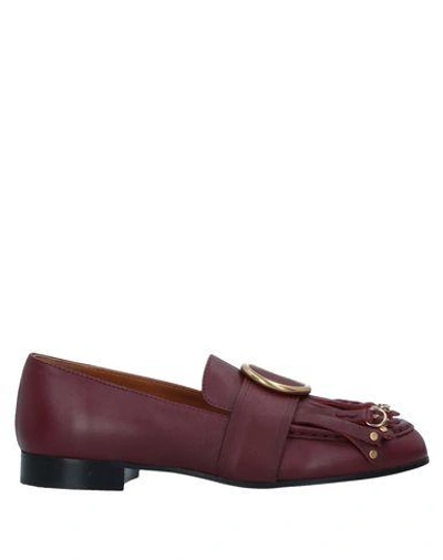 Shop Chloé Loafers In Maroon