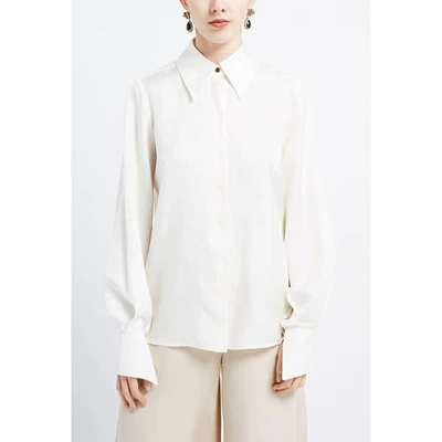 Shop Wtr  Leonide White Long Sleeve Silk Shirt