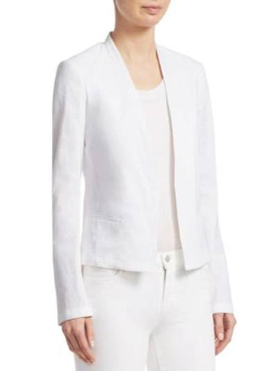 Shop Theory Linen Collarless Jacket In White