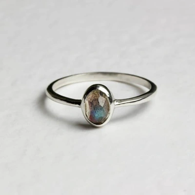 Lee Renee Labradorite Rose Cut Ring - Silver