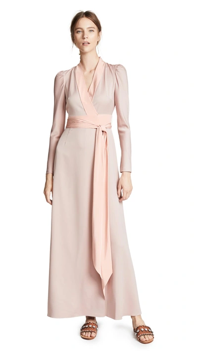 Shop Diane Von Furstenberg Maxi Wrap Dress In Pink Sand/shell