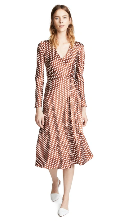 Shop Diane Von Furstenberg Woven Wrap Dress In Baker Dot Small Sienna