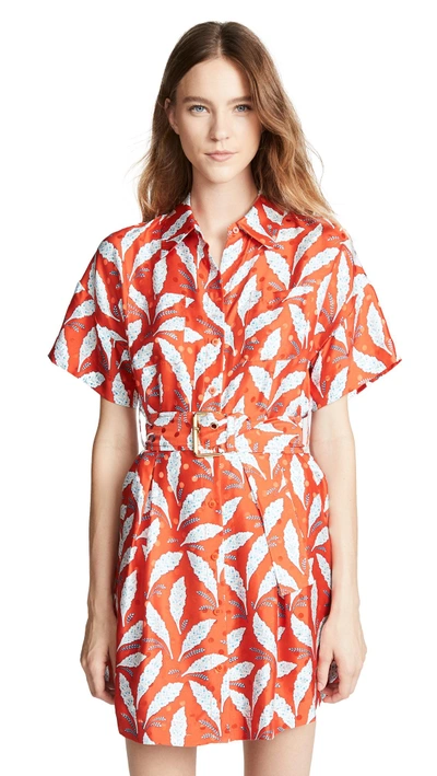 Shop Diane Von Furstenberg Button Up Shirt Dress In Mason Vermillion