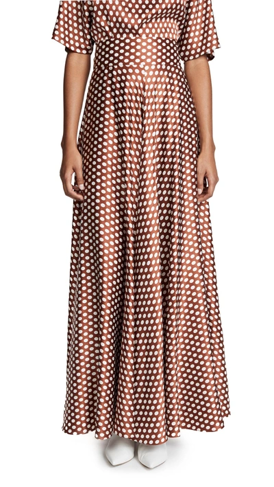 Shop Diane Von Furstenberg Draped Maxi Skirt In Baker Dot Small Sienna
