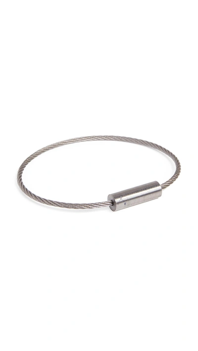Shop Le Gramme 7 Grammes Brushed Cable Bracelet In Black Silver