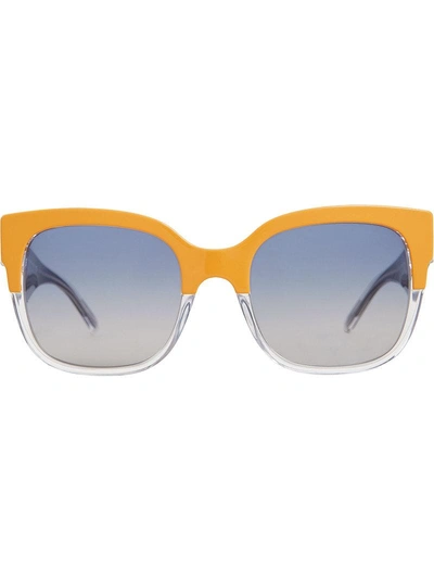 Shop Burberry Eyewear Colour-block Square Sunglasses - Yellow