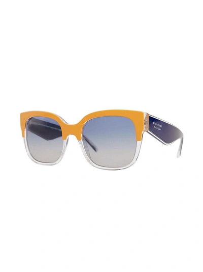 Shop Burberry Eyewear Colour-block Square Sunglasses - Yellow