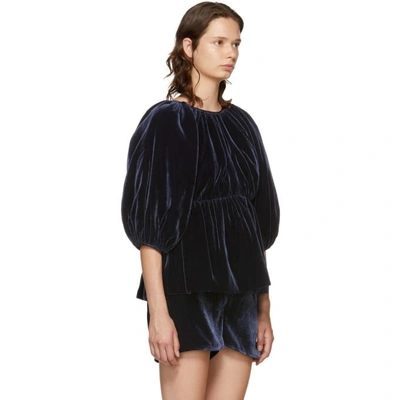 Shop Cecilie Bahnsen Ssense Exclusive Navy Velvet Amo Blouse