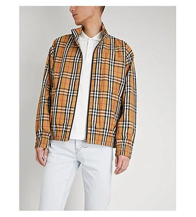 Shop Burberry Peckham Checked Shell Jacket In Antique Yellow