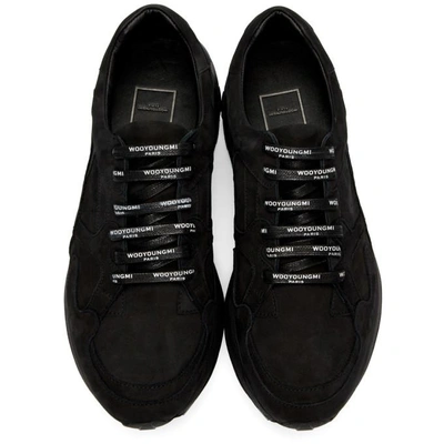 Shop Wooyoungmi Black Suede Runner Sneakers In 603b Black