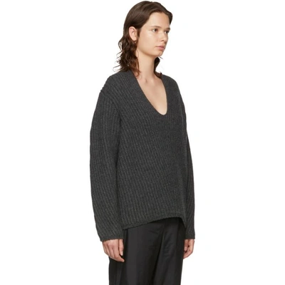 Shop Acne Studios Grey Deborah V-neck Sweater In Dark Grey