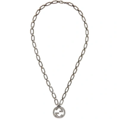 Shop Gucci Silver Interlocking Gg Necklace In 0811 Silver