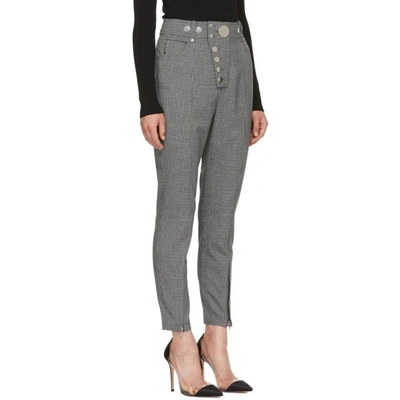 Shop Alexander Wang Grey Houndstooth Multi-snap Trousers In 005 Grey