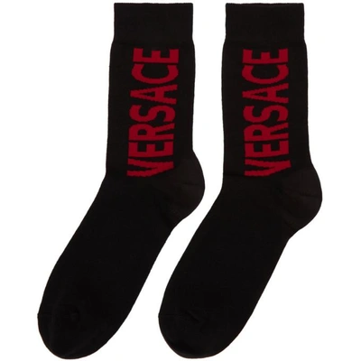 Shop Versace Black And Red Big Socks In I493 Ner/ro