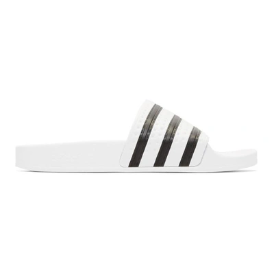 Shop Adidas Originals White Adilette Slide Sandals