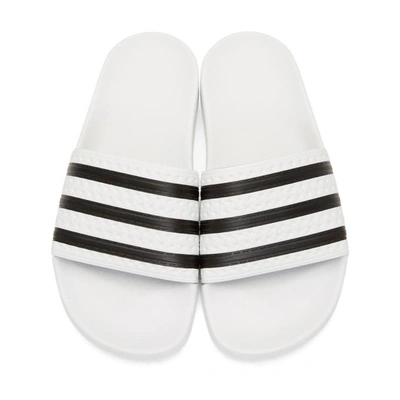 Shop Adidas Originals White Adilette Slide Sandals