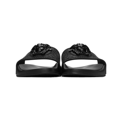 Shop Versace Black Medusa Pool Slides In D41 Black