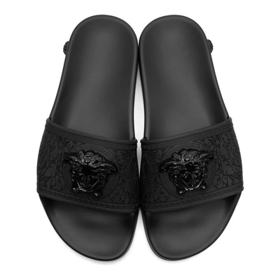 Shop Versace Black Medusa Pool Slides In D41 Black