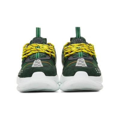 Shop Versace Green And Yellow Plaid Chain Reaction Sneakers In Dvy Plaid