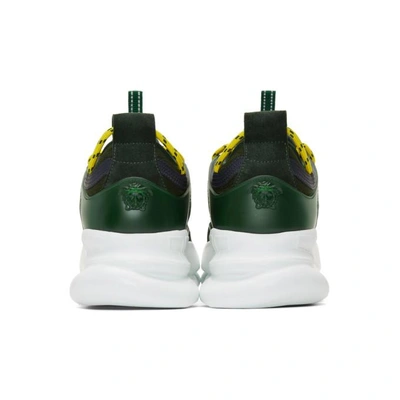Shop Versace Green And Yellow Plaid Chain Reaction Sneakers In Dvy Plaid