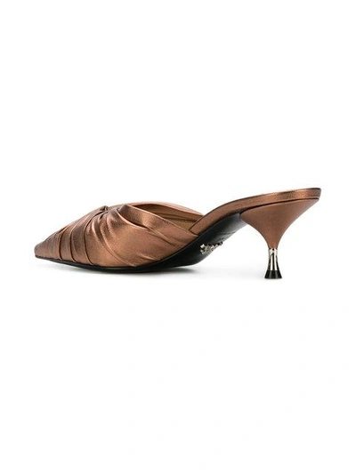 Shop Prada Knotted Mules In Brown