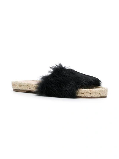 Shop Solange Sandals Rabbit Fur Sliders In Black