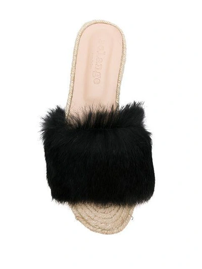 Shop Solange Sandals Rabbit Fur Sliders In Black