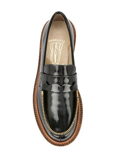 Shop Le Mocassin Zippe Zip Detail Loafers - Black