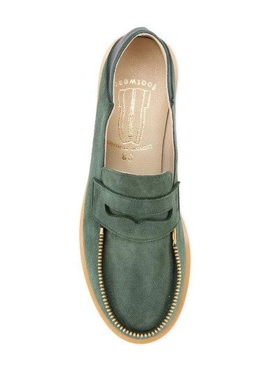 Shop Le Mocassin Zippe Avocat Suede Loafers In Green