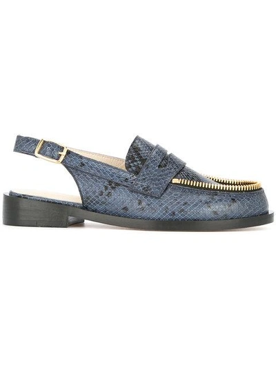 Shop Le Mocassin Zippe Blue Python Skin Loafers