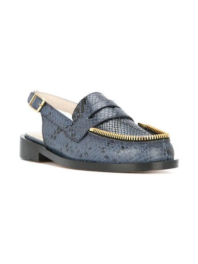 Shop Le Mocassin Zippe Blue Python Skin Loafers