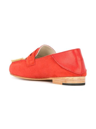 Shop Le Mocassin Zippe Suede Flat Loafers In Red