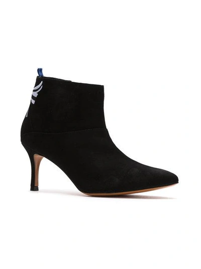 Shop Blue Bird Shoes Embroidered Suede Boots In Black