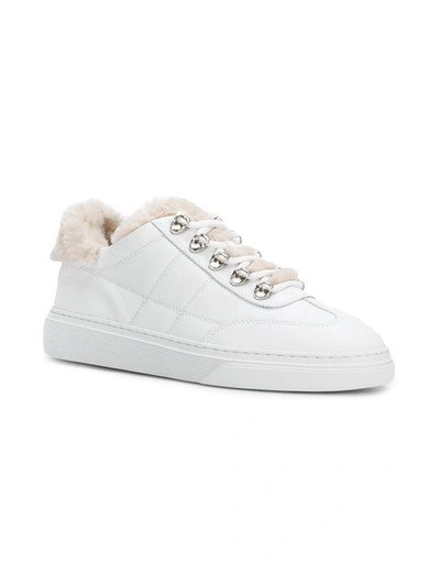 Shop Hogan Faux Fur Trim Sneakers In White