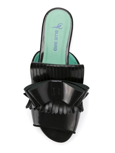 Shop Blue Bird Shoes Slippers With Fringes In Black