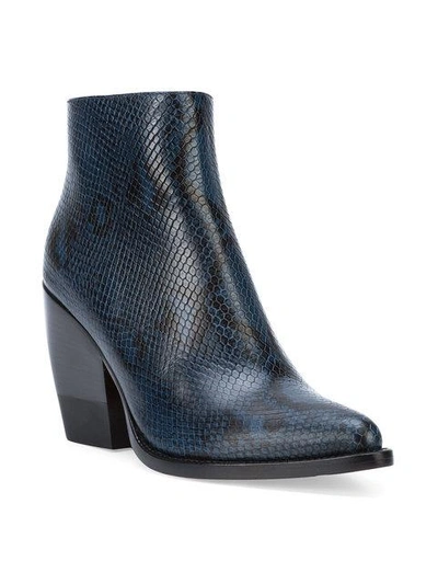 Shop Chloé Snakeskin Effect Ankle Boots - Blue