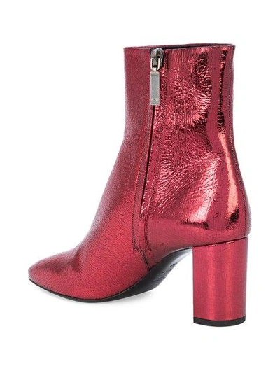 Shop Saint Laurent Block Heel Ankle Boots In Red