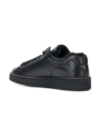 Shop Kenzo Tennix Leather Sneakers In Black