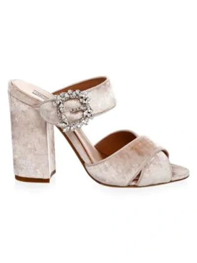 Shop Tabitha Simmons Reyner Buckle Slide Sandals In Rose Velvet