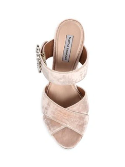 Shop Tabitha Simmons Reyner Buckle Slide Sandals In Rose Velvet