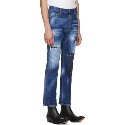 Shop Dsquared2 Blue Cropped Flare Jeans In 470 Blue