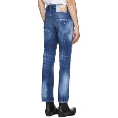 Shop Dsquared2 Blue Cropped Flare Jeans In 470 Blue