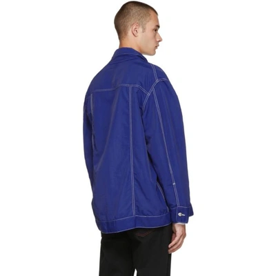 Shop Eckhaus Latta Ssense Exclusive Blue Nylon Jacket In Primaryblue