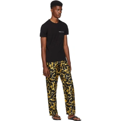 Shop Versace Underwear Black And Gold Printed Pyjama Trousers In A732 Print